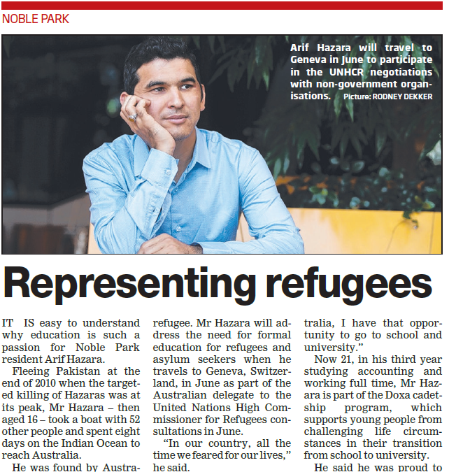 Doxa Cadet represents refugees for Australia